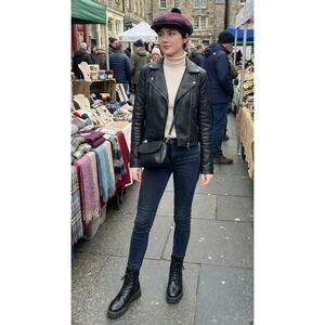 VTG Tartan wool newsboy cap / tam with pom — made in Ireland by Jonathan Richard